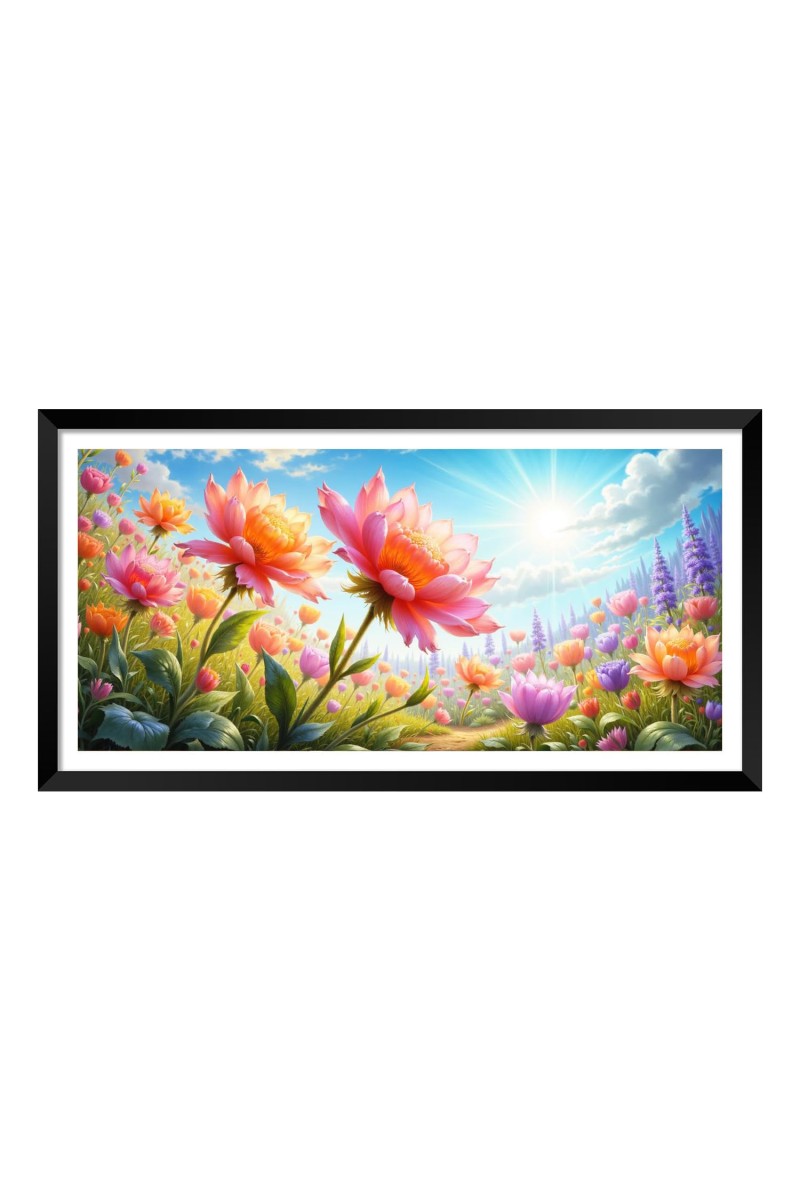 Nature Landscape Floating Frame Scenery Digital Print - (I5910) - 12x24 inch Modern Nature Wall Art for Living Room, Bedroom, Office, Hotels, Drawing Room