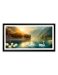 Nature Landscape Floating Frame Scenery Digital Print - (I5719) - 12x24 inch Modern Nature Wall Art for Living Room, Bedroom, Office, Hotels, Drawing Room