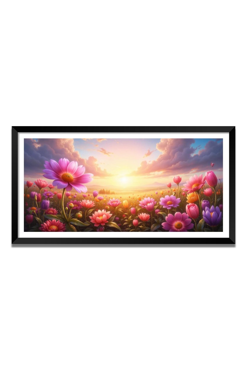 Nature Landscape Floating Frame Scenery Digital Print - (I5750) - 12x24 inch Modern Nature Wall Art for Living Room, Bedroom, Office, Hotels, Drawing Room