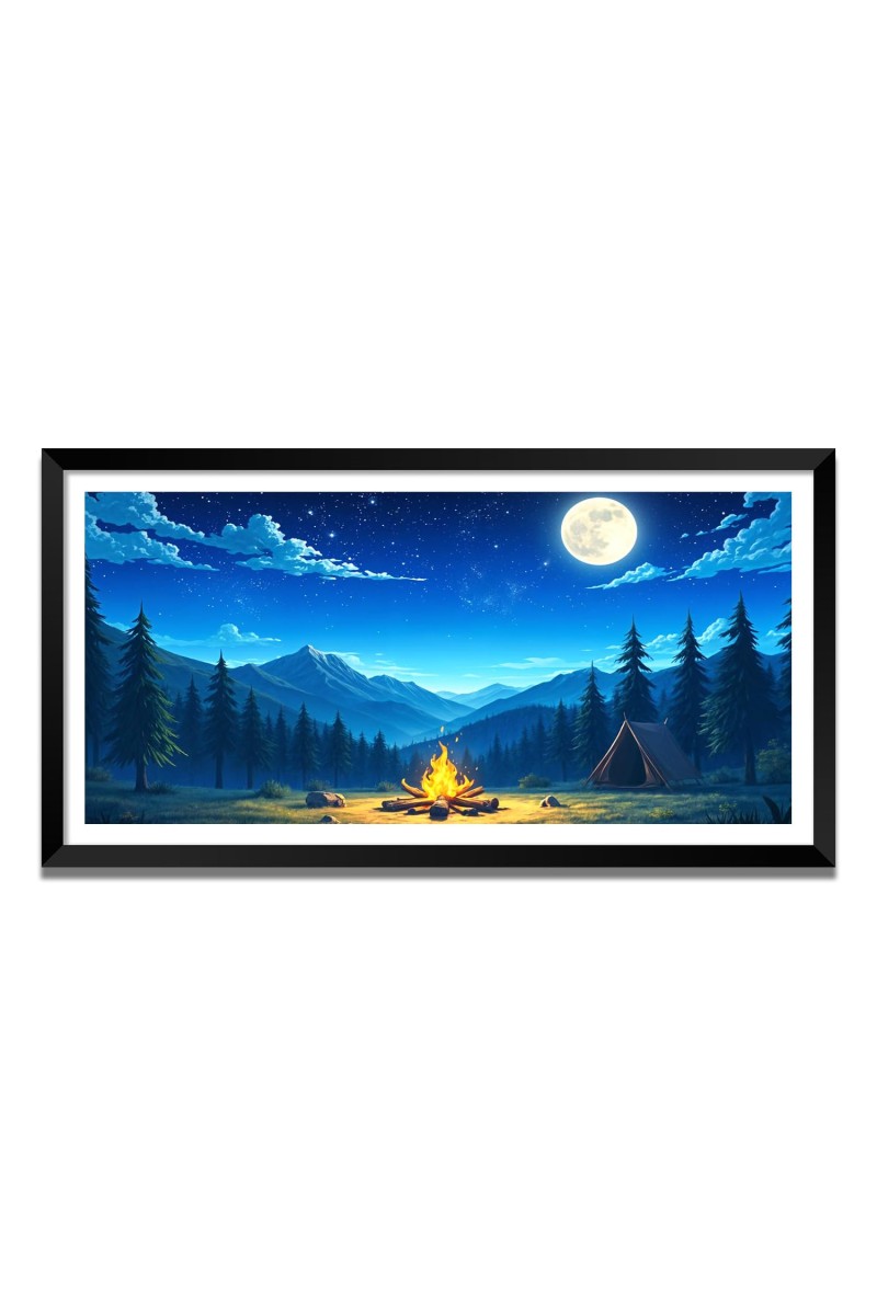 Nature Landscape Floating Frame Scenery Digital Print - (I5558) - 12x24 inch Modern Nature Wall Art for Living Room, Bedroom, Office, Hotels, Drawing Room