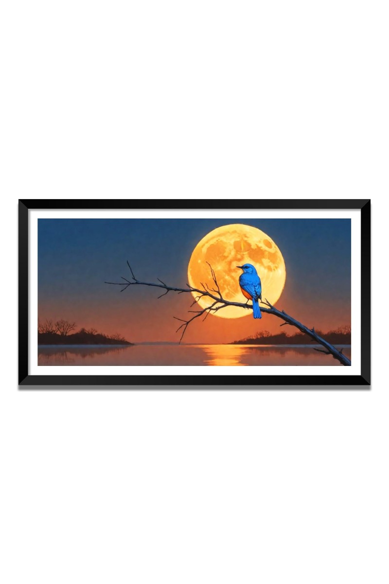 Nature Landscape Floating Frame Scenery Digital Print - (I5643) - 12x24 inch Modern Nature Wall Art for Living Room, Bedroom, Office, Hotels, Drawing Room
