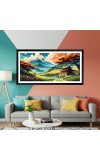 Nature Landscape Floating Frame Scenery Digital Print - (I5597) - 12x24 inch Modern Nature Wall Art for Living Room, Bedroom, Office, Hotels, Drawing Room