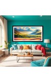 Nature Landscape Floating Frame Scenery Digital Print - (I5786) - 12x24 inch Modern Nature Wall Art for Living Room, Bedroom, Office, Hotels, Drawing Room