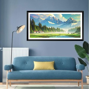 Nature Landscape Floating Frame Scenery Digital Print - (I5593) - 12x24 inch Modern Nature Wall Art for Living Room, Bedroom, Office, Hotels, Drawing Room