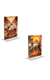 Car Desk/Table Top Laughing Buddha Acrylic T-Style Photo Stand - 2.5x3.5 Inches, Compact and Stylish Spiritual Display, easily change 2 photos (Pack of 1)
