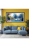 Nature Landscape Floating Frame Scenery Digital Print - (I5752) - 12x24 inch Modern Nature Wall Art for Living Room, Bedroom, Office, Hotels, Drawing Room