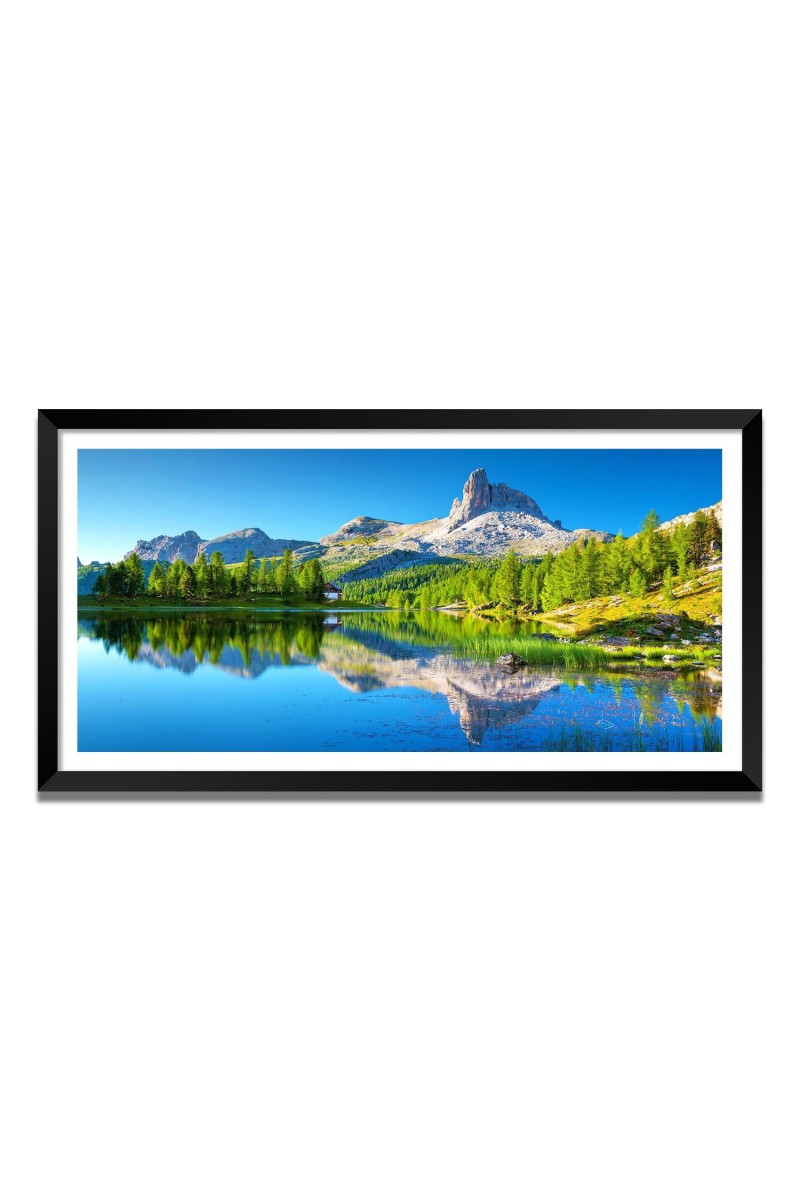 Nature Landscape Floating Frame Scenery Digital Print - (I5713) - 12x24 inch Modern Nature Wall Art for Living Room, Bedroom, Office, Hotels, Drawing Room