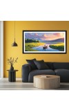 Nature Landscape Floating Frame Scenery Digital Print - (I5571) - 12x24 inch Modern Nature Wall Art for Living Room, Bedroom, Office, Hotels, Drawing Room