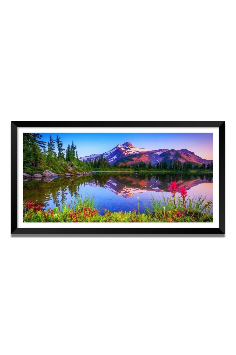 Nature Landscape Floating Frame Scenery Digital Print - (I5751) - 12x24 inch Modern Nature Wall Art for Living Room, Bedroom, Office, Hotels, Drawing Room