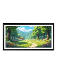 Nature Landscape Floating Frame Scenery Digital Print - (I5909) - 12x24 inch Modern Nature Wall Art for Living Room, Bedroom, Office, Hotels, Drawing Room