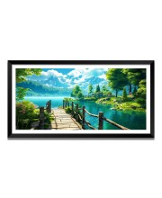 Nature Landscape Floating Frame Scenery Digital Print - (I5754) - 12x24 inch Modern Nature Wall Art for Living Room, Bedroom, Office, Hotels, Drawing Room