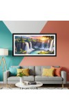 Nature Landscape Floating Frame Scenery Digital Print - (I5804) - 12x24 inch Modern Nature Wall Art for Living Room, Bedroom, Office, Hotels, Drawing Room