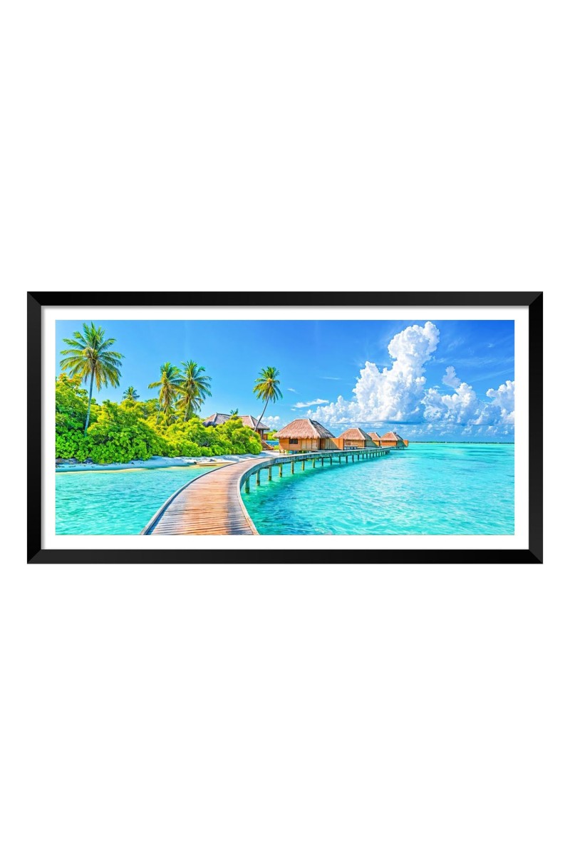 Nature Landscape Floating Frame Scenery Digital Print - (I5885) - 12x24 inch Modern Nature Wall Art for Living Room, Bedroom, Office, Hotels, Drawing Room
