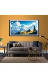 Nature Landscape Floating Frame Scenery Digital Print - (I5645) - 12x24 inch Modern Nature Wall Art for Living Room, Bedroom, Office, Hotels, Drawing Room