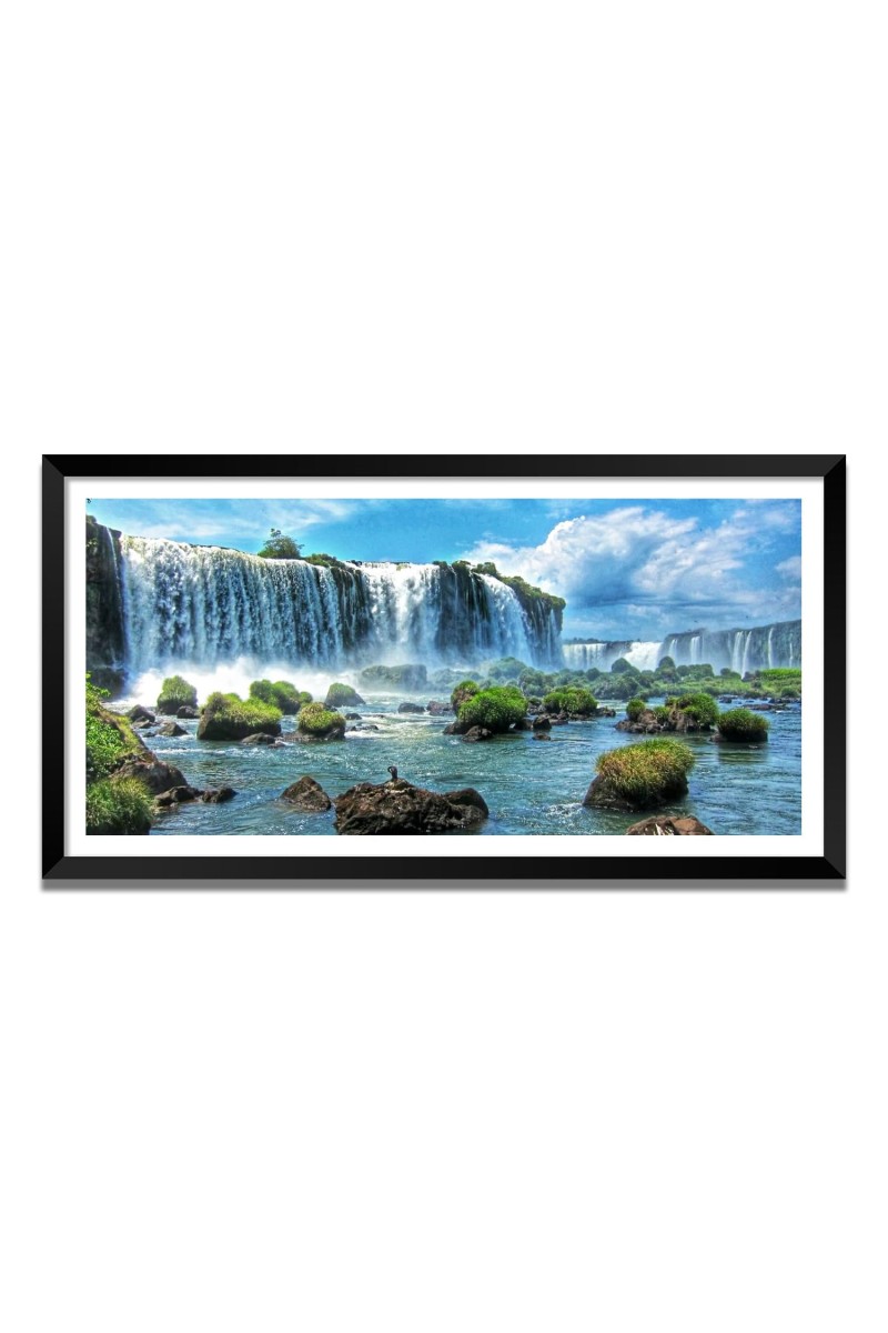 Nature Landscape Floating Frame Scenery Digital Print - (I5746) - 12x24 inch Modern Nature Wall Art for Living Room, Bedroom, Office, Hotels, Drawing Room