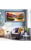 Nature Landscape Floating Frame Scenery Digital Print - (I5614) - 12x24 inch Modern Nature Wall Art for Living Room, Bedroom, Office, Hotels, Drawing Room