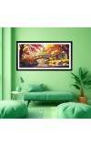 Nature Landscape Floating Frame Scenery Digital Print - (I5846) - 12x24 inch Modern Nature Wall Art for Living Room, Bedroom, Office, Hotels, Drawing Room