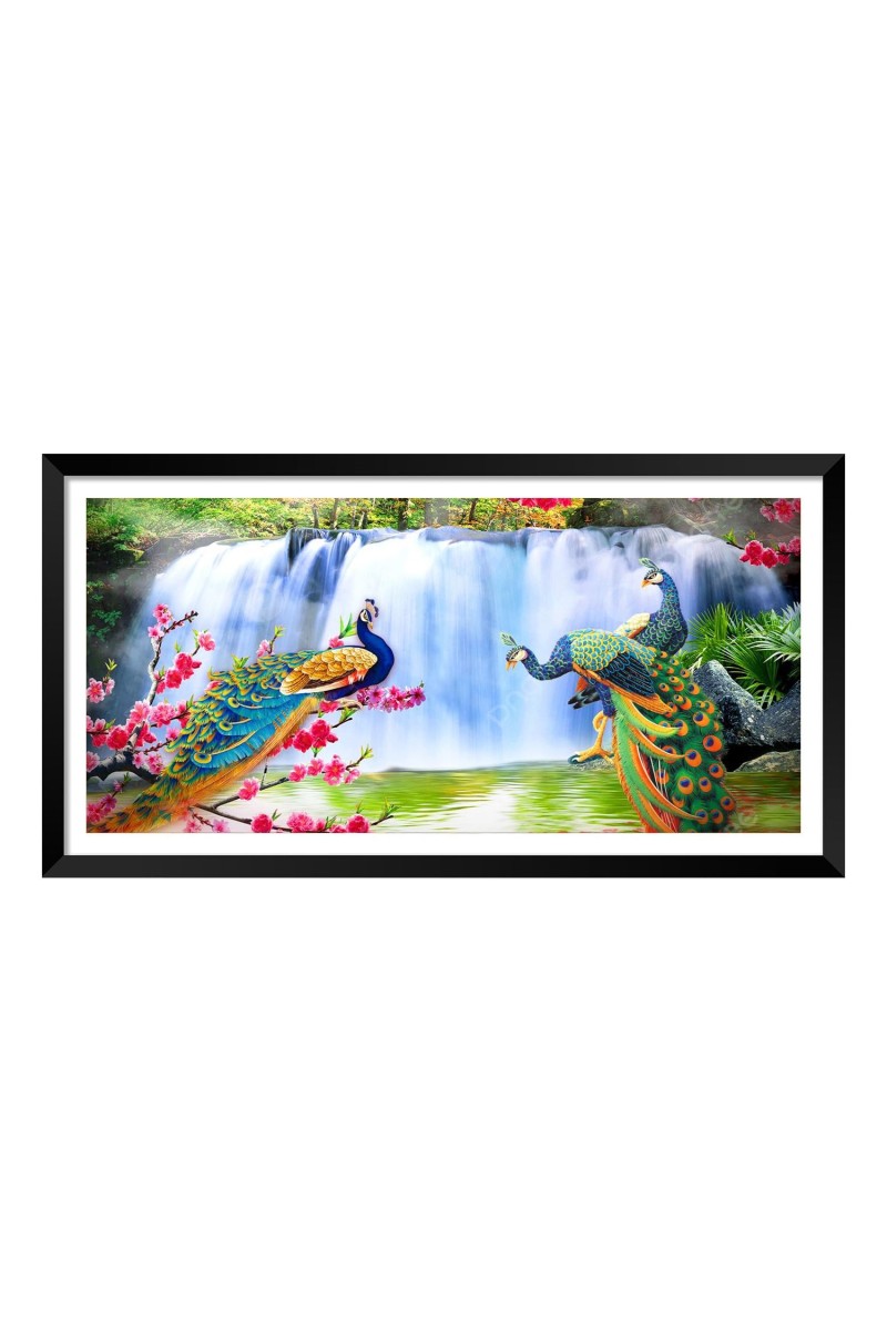 Nature Landscape Floating Frame Scenery Digital Print - (I5906) - 12x24 inch Modern Nature Wall Art for Living Room, Bedroom, Office, Hotels, Drawing Room