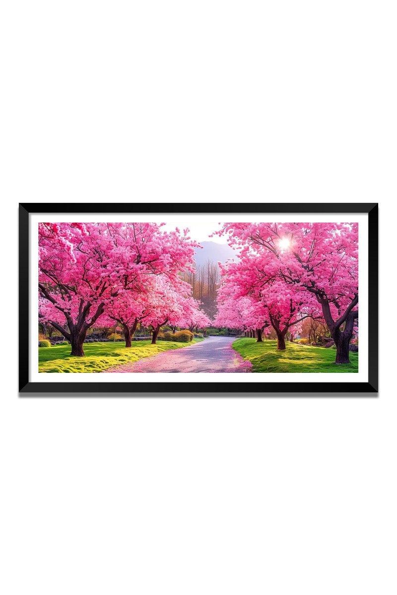 Nature Landscape Floating Frame Scenery Digital Print - (I5837) - 12x24 inch Modern Nature Wall Art for Living Room, Bedroom, Office, Hotels, Drawing Room