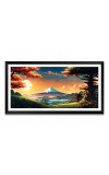 Nature Landscape Floating Frame Scenery Digital Print - (I5807) - 12x24 inch Modern Nature Wall Art for Living Room, Bedroom, Office, Hotels, Drawing Room