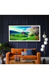 Nature Landscape Floating Frame Scenery Digital Print - (I5894) - 12x24 inch Modern Nature Wall Art for Living Room, Bedroom, Office, Hotels, Drawing Room
