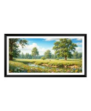 Nature Landscape Floating Frame Scenery Digital Print - (I5898) - 12x24 inch Modern Nature Wall Art for Living Room, Bedroom, Office, Hotels, Drawing Room