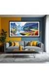 Nature Landscape Floating Frame Scenery Digital Print - (I5627) - 12x24 inch Modern Nature Wall Art for Living Room, Bedroom, Office, Hotels, Drawing Room