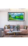 Nature Landscape Floating Frame Scenery Digital Print - (I5930) - 12x24 inch Modern Nature Wall Art for Living Room, Bedroom, Office, Hotels, Drawing Room