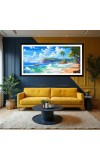 Nature Landscape Floating Frame Scenery Digital Print - (I5618) - 12x24 inch Modern Nature Wall Art for Living Room, Bedroom, Office, Hotels, Drawing Room