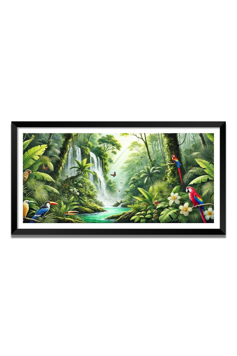 Nature Landscape Floating Frame Scenery Digital Print - (I5781) - 24x48 inch Modern Nature Wall Art for Living Room, Bedroom, Office, Hotels, Drawing Room
