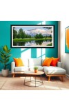 Nature Landscape Floating Frame Scenery Digital Print - (I5710) - 12x24 inch Modern Nature Wall Art for Living Room, Bedroom, Office, Hotels, Drawing Room