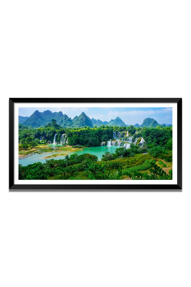 Nature Landscape Floating Frame Scenery Digital Print - (I5539) - 12x24 inch Modern Nature Wall Art for Living Room, Bedroom, Office, Hotels, Drawing Room