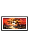 Nature Landscape Floating Frame Scenery Digital Print - (I5789) - 12x24 inch Modern Nature Wall Art for Living Room, Bedroom, Office, Hotels, Drawing Room
