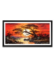 Nature Landscape Floating Frame Scenery Digital Print - (I5789) - 12x24 inch Modern Nature Wall Art for Living Room, Bedroom, Office, Hotels, Drawing Room