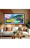 Nature Landscape Floating Frame Scenery Digital Print - (I5843) - 12x24 inch Modern Nature Wall Art for Living Room, Bedroom, Office, Hotels, Drawing Room