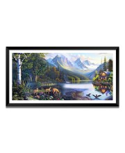 Nature Landscape Floating Frame Scenery Digital Print - (I5581) - 12x24 inch Modern Nature Wall Art for Living Room, Bedroom, Office, Hotels, Drawing Room