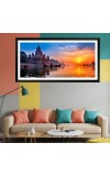 Nature Landscape Floating Frame Scenery Digital Print - (I5882) - 12x24 inch Modern Nature Wall Art for Living Room, Bedroom, Office, Hotels, Drawing Room