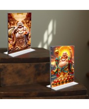 Laughing Buddha Acrylic T-Style Photo Stand - 11x13 Inches, Compact and Stylish Spiritual Display, easily change 2 photos (Pack of 1)