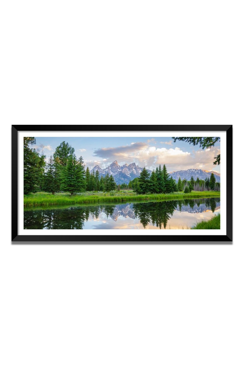 Nature Landscape Floating Frame Scenery Digital Print - (I5710) - 12x24 inch Modern Nature Wall Art for Living Room, Bedroom, Office, Hotels, Drawing Room