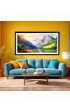 Nature Landscape Floating Frame Scenery Digital Print - (I5573) - 12x24 inch Modern Nature Wall Art for Living Room, Bedroom, Office, Hotels, Drawing Room