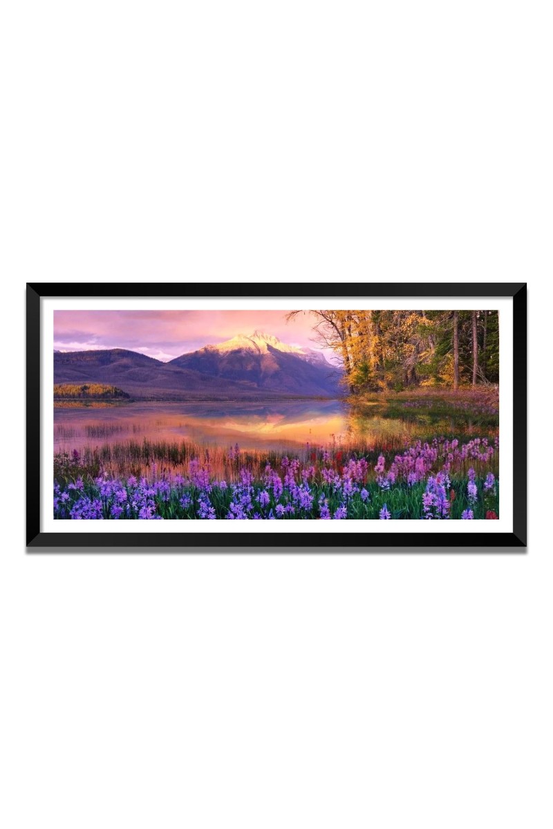 Nature Landscape Floating Frame Scenery Digital Print - (I5845) - 12x24 inch Modern Nature Wall Art for Living Room, Bedroom, Office, Hotels, Drawing Room