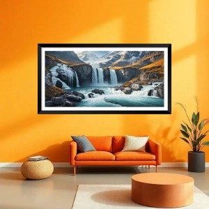 Nature Landscape Floating Frame Scenery Digital Print - (I5604) - 12x24 inch Modern Nature Wall Art for Living Room, Bedroom, Office, Hotels, Drawing Room
