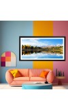 Nature Landscape Floating Frame Scenery Digital Print - (I5858) - 12x24 inch Modern Nature Wall Art for Living Room, Bedroom, Office, Hotels, Drawing Room