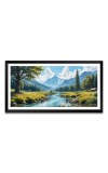 Nature Landscape Floating Frame Scenery Digital Print - (I5716) - 12x24 inch Modern Nature Wall Art for Living Room, Bedroom, Office, Hotels, Drawing Room