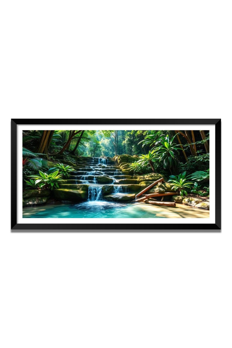Nature Landscape Floating Frame Scenery Digital Print - (I5768) - 12x24 inch Modern Nature Wall Art for Living Room, Bedroom, Office, Hotels, Drawing Room