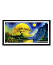 Nature Landscape Floating Frame Scenery Digital Print - (I5586) - 12x24 inch Modern Nature Wall Art for Living Room, Bedroom, Office, Hotels, Drawing Room