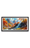 Nature Landscape Floating Frame Scenery Digital Print - (I5748) - 24x48 inch Modern Nature Wall Art for Living Room, Bedroom, Office, Hotels, Drawing Room