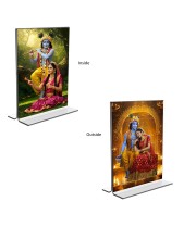 Sri Krishna and Sri Radha Acrylic T-Style Photo Stand - 11x13 Inches, Compact and Stylish Spiritual Display, easily change 2 photos (Pack of 1) Sri Krishna and Sri Radha Acrylic T-Style Photo Stand - 11x13 Inches, Compact and Stylish Spiritual Display, easily change 2 photos (Pack of 1)