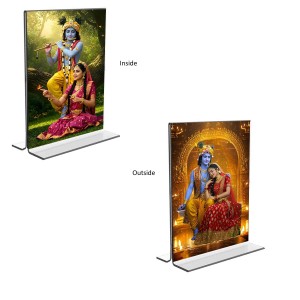 Sri Krishna and Sri Radha Acrylic T-Style Photo Stand - 5x7 Inches, Compact and Stylish Spiritual Display, easily change 2 photos (Pack of 1) Sri Krishna and Sri Radha Acrylic T-Style Photo Stand - 5x7 Inches, Compact and Stylish Spiritual Display, easily change 2 photos (Pack of 1)