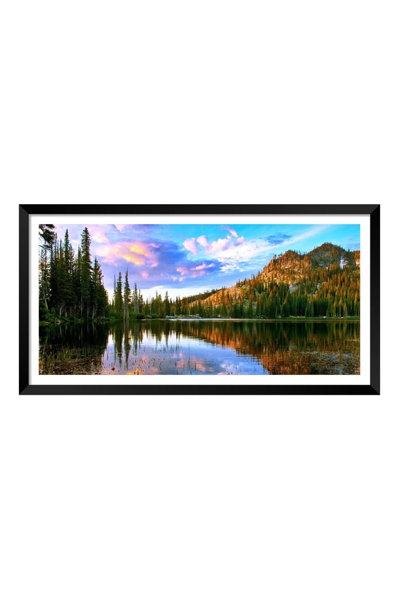 Nature Landscape Floating Frame Scenery Digital Print - (I5893) - 12x24 inch Modern Nature Wall Art for Living Room, Bedroom, Office, Hotels, Drawing Room
